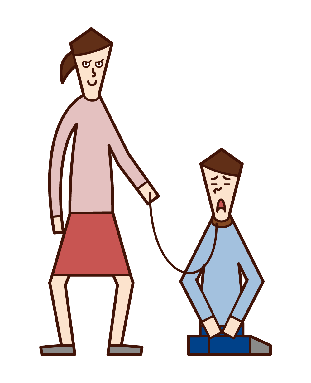 Illustration of a person (female) who submits a man
