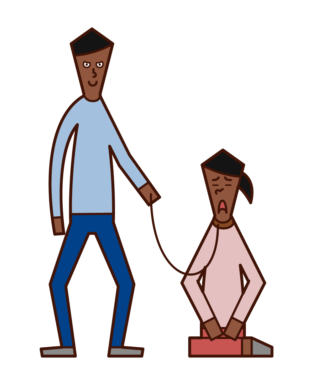 Illustration of a man (male) who submits a woman