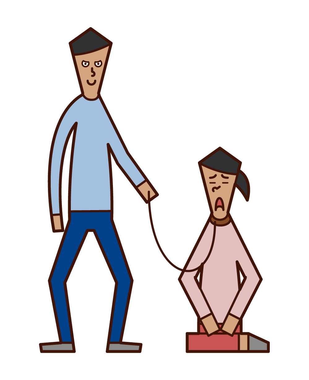 Illustration of a man (male) who submits a woman