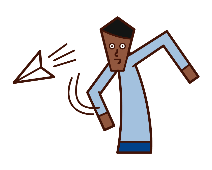 Illustration of a man flying a paper airplane