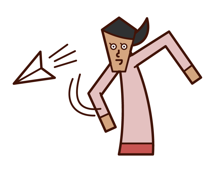 Illustration of a woman flying a paper airplane