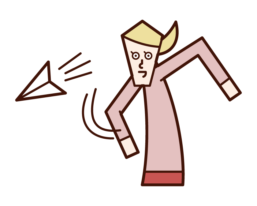 Illustration of a woman flying a paper airplane