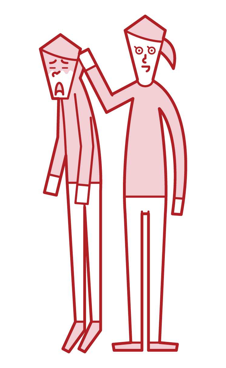 Illustration of a woman grabbing a man's neck