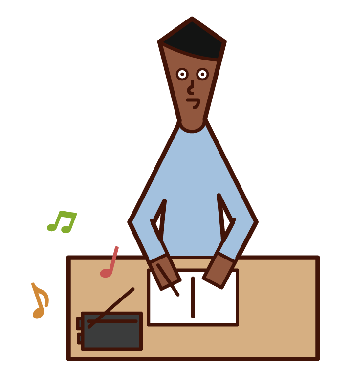 Illustration of a man listening to the radio