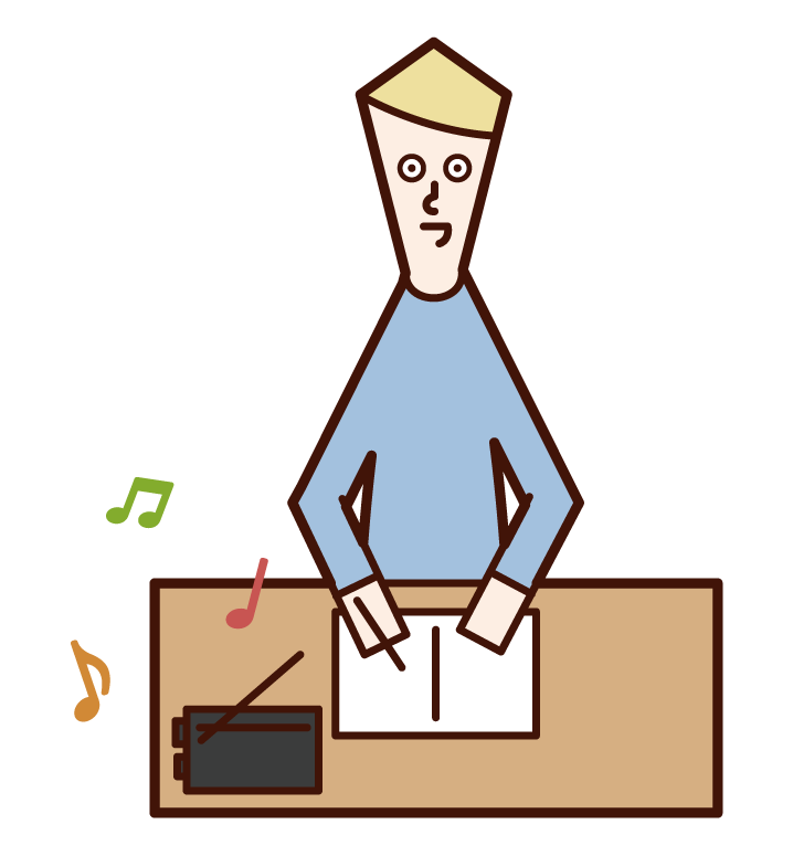 Illustration of a man listening to the radio