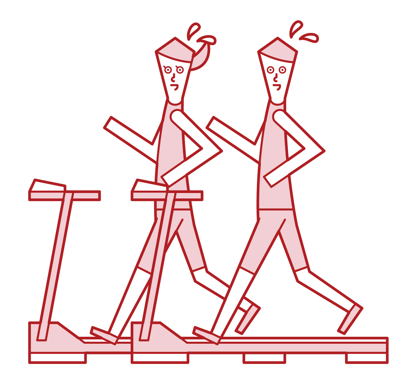 Illustration of people running on a running machine