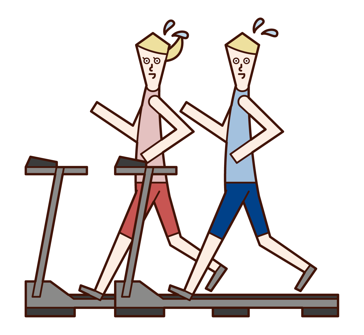 Illustration of people running on a running machine