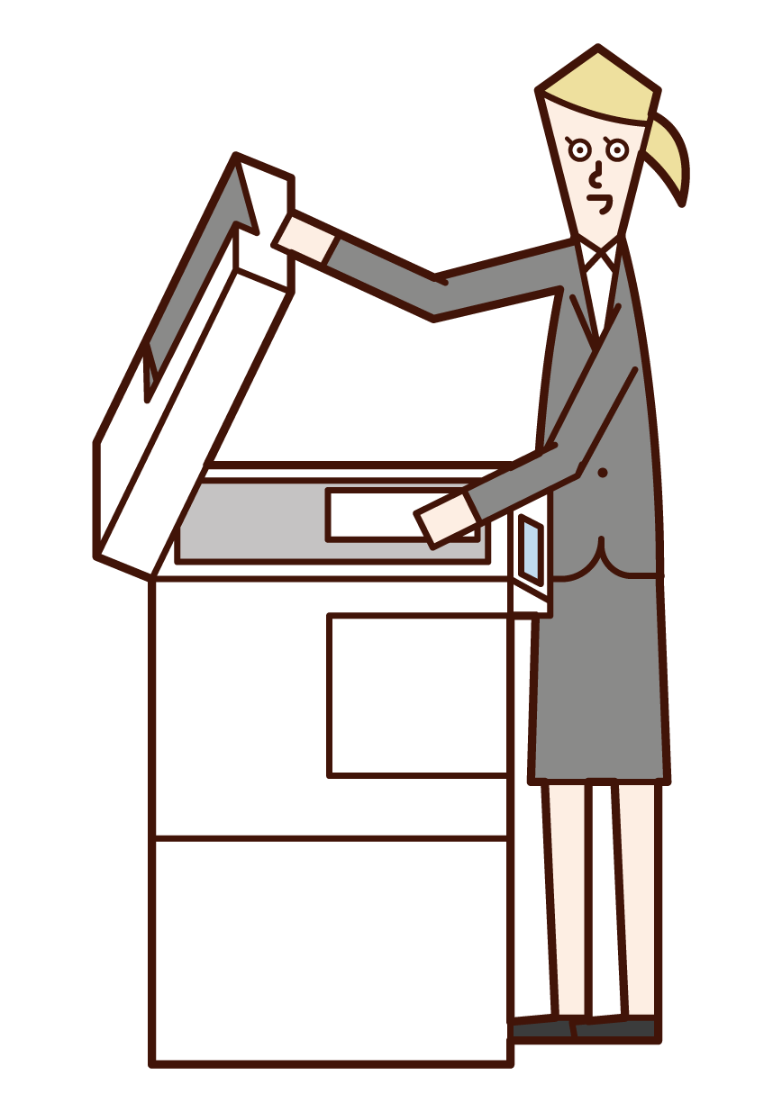 Illustration of a woman using a copier