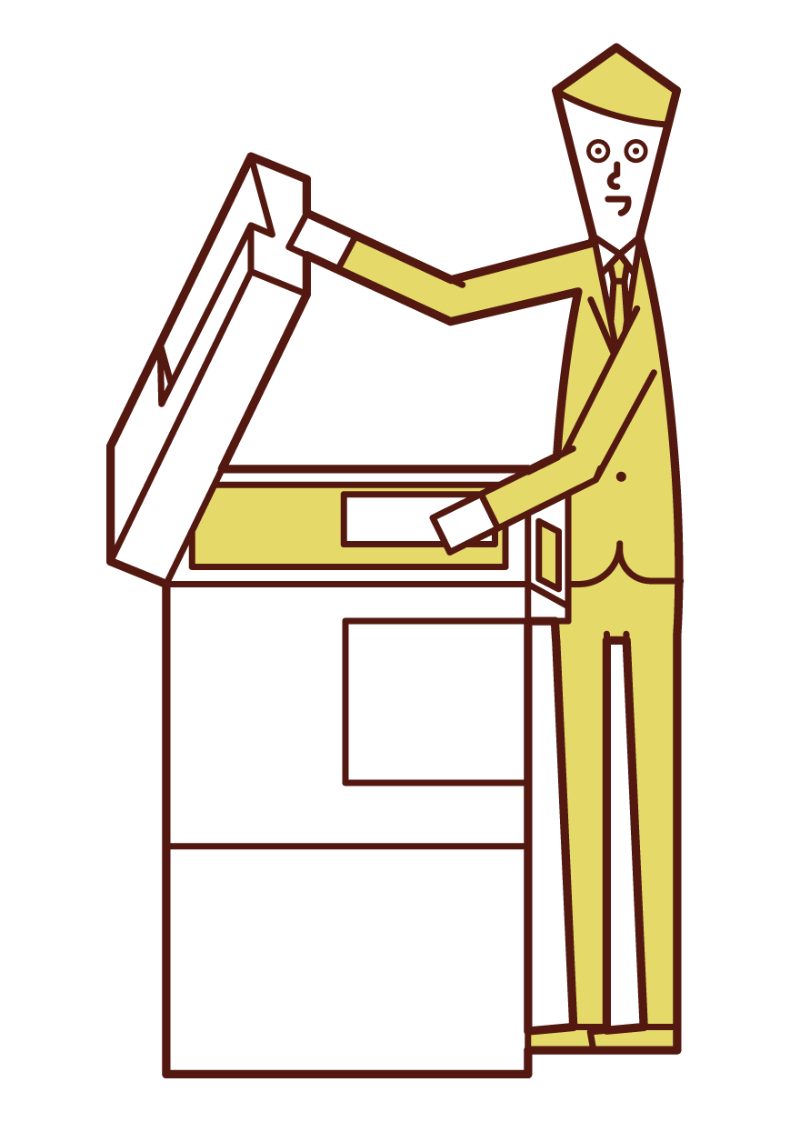 Illustration of a man using a copier