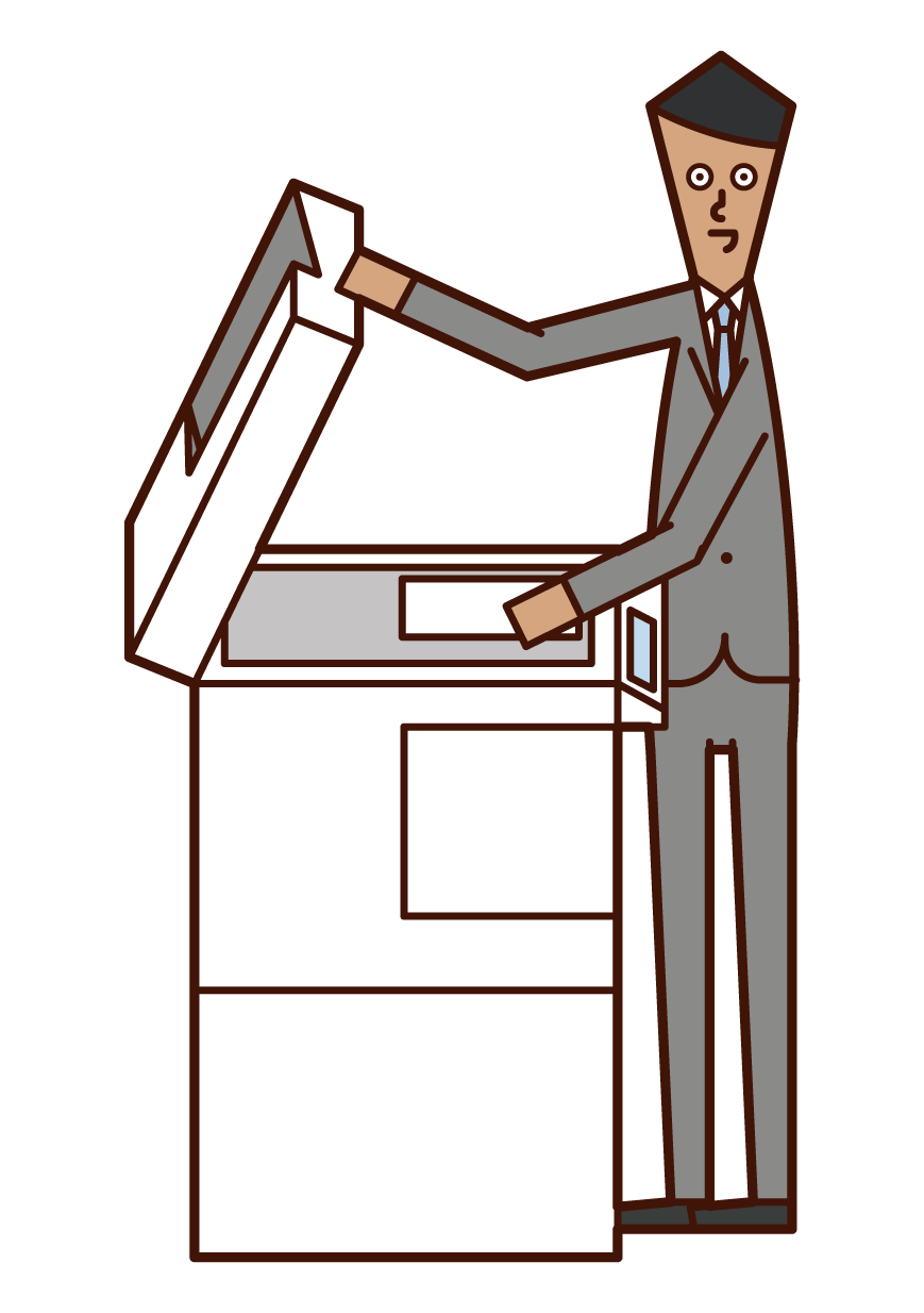 Illustration of a man using a copier