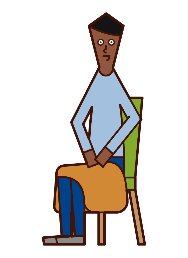 Illustration of a man (male) with a blanket on his lap