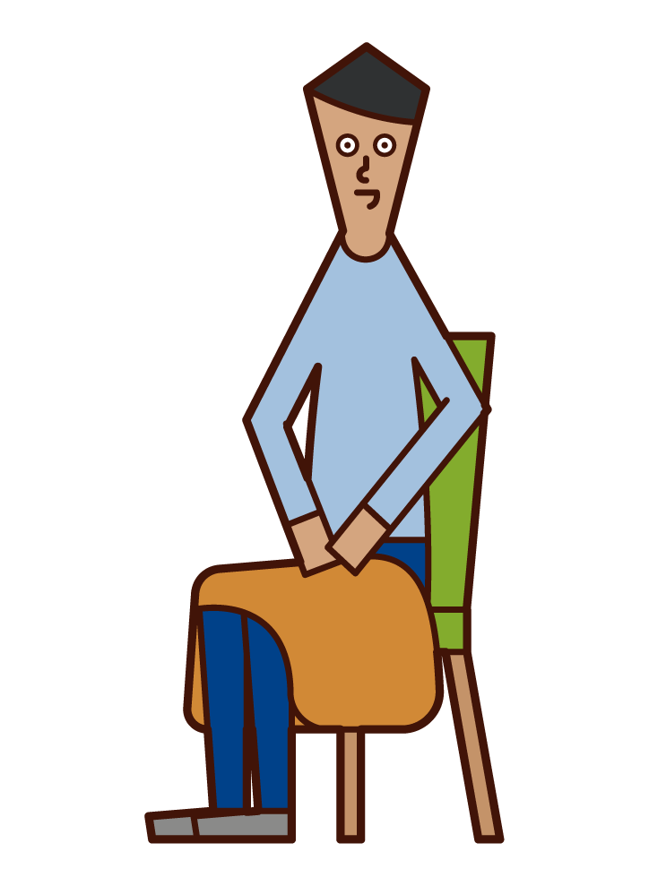 Illustration of a man (male) with a blanket on his lap