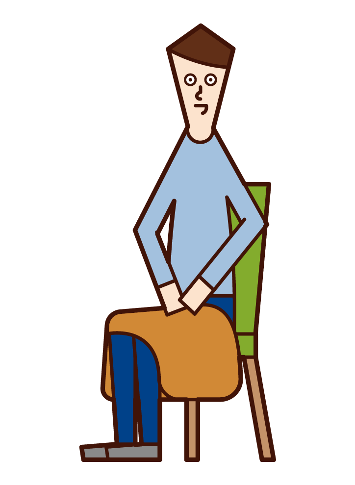 Illustration of a man (male) with a blanket on his lap