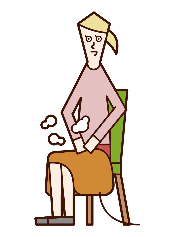 Illustration of a woman wearing an electric blanket on her lap