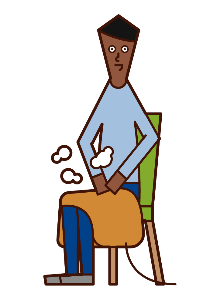Illustration of a man (male) wearing an electric blanket on his lap