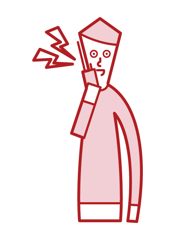 Illustration of a man (male) speaking on a walkie-talkie