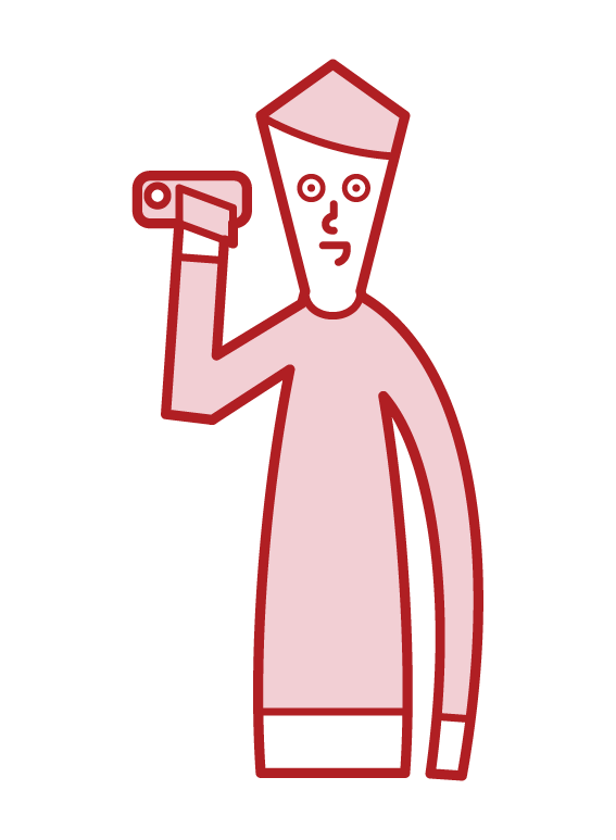 Illustration of a man shooting with a video camera