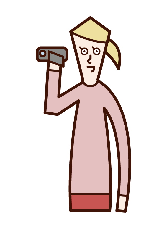 ビデオカメラで撮影する人（男性）のイラスト