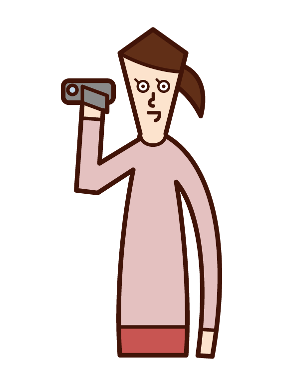 ビデオカメラで撮影する人（男性）のイラスト