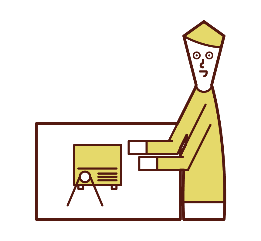 Illustration of a man using a projector