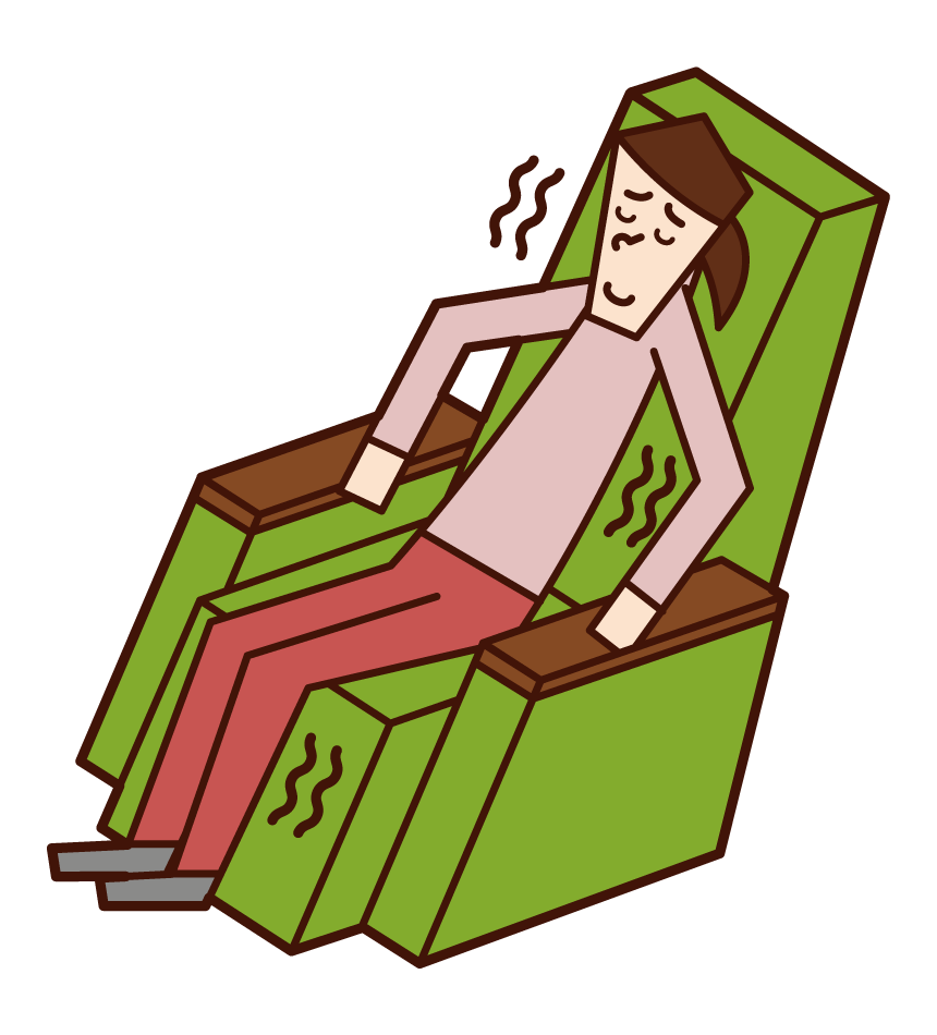 Illustration of a woman using a massage chair