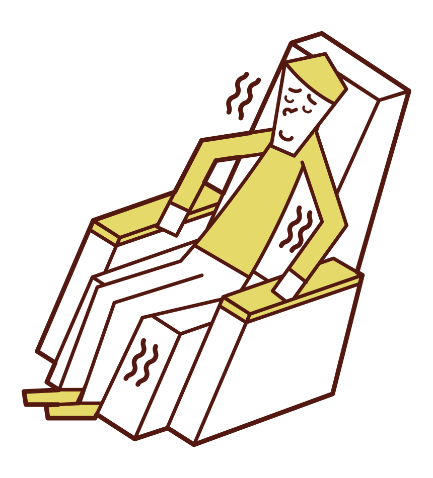Illustration of a man using a massage chair