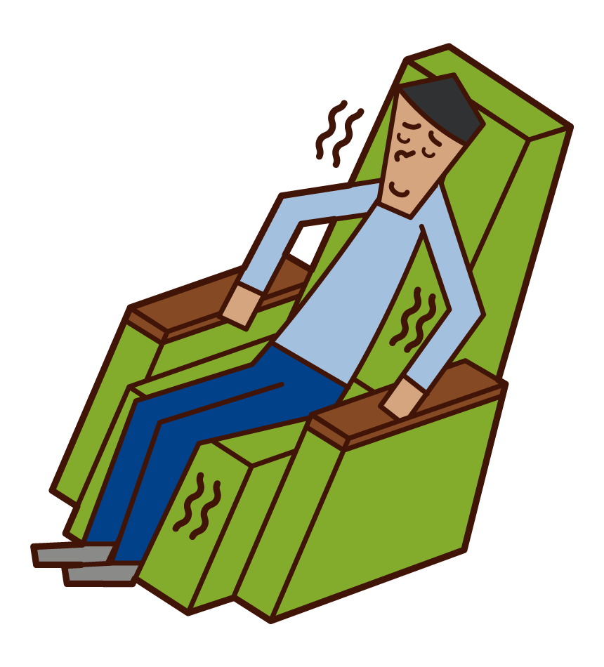Illustration of a man using a massage chair