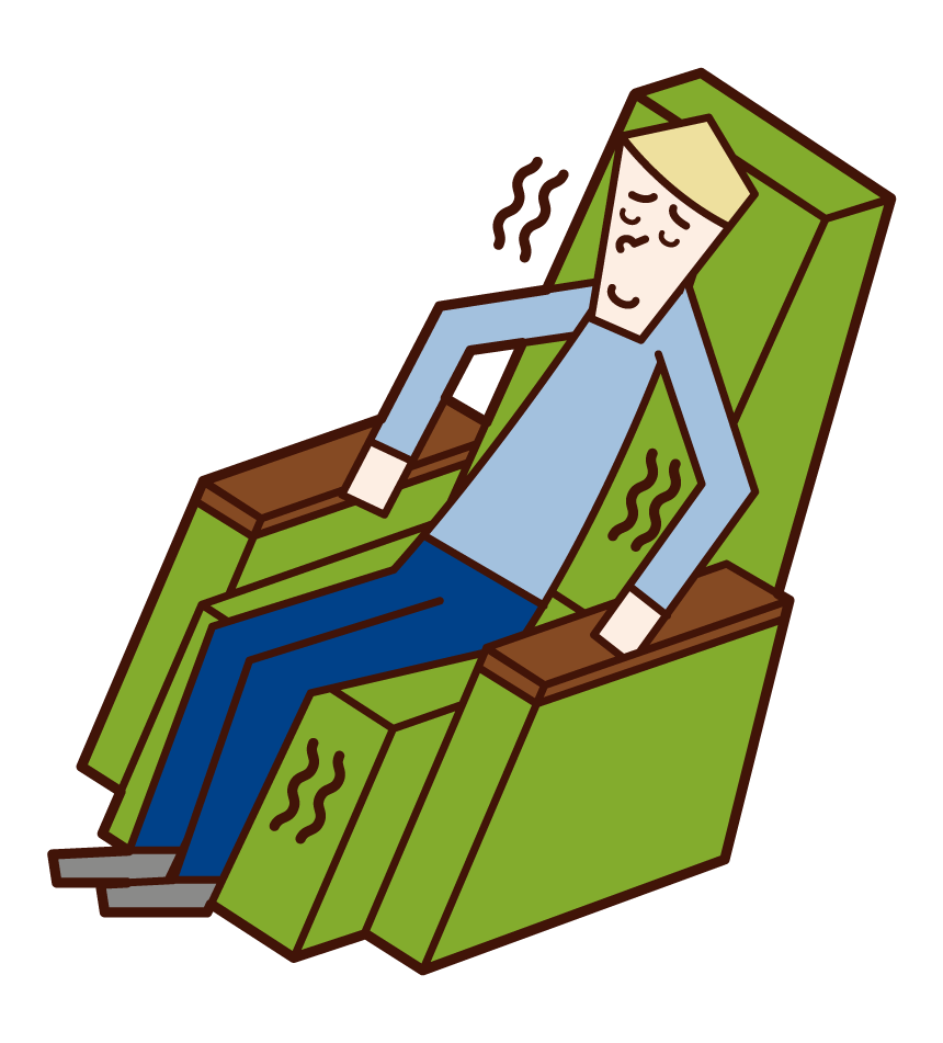 안마 의자를 사용하는 사람 (남성)의 그림