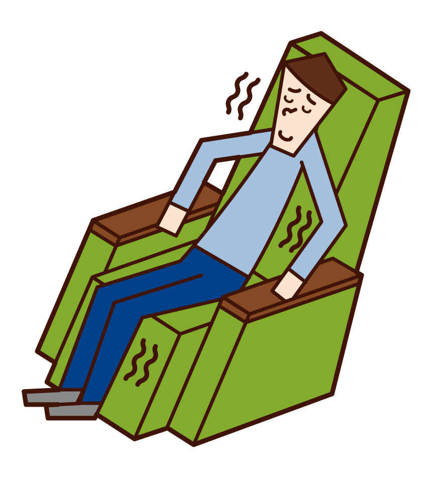 Illustration of a man using a massage chair