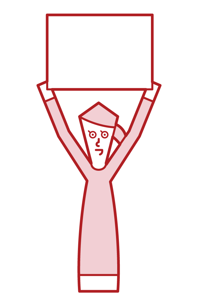 Illustration of a woman holding up a message board