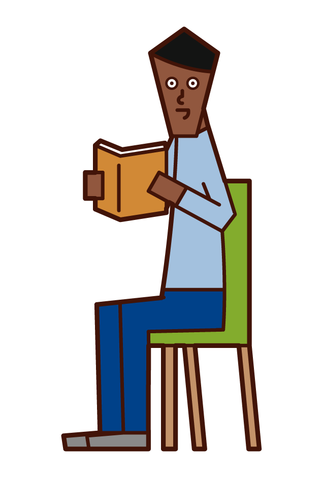 Illustration of a man reading a book