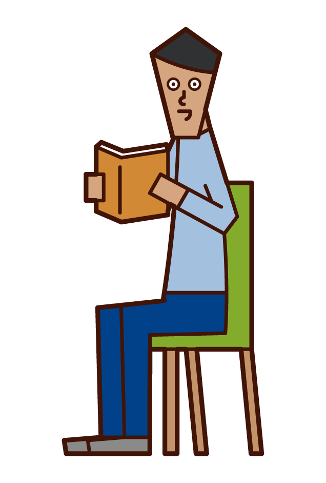 Illustration of a man reading a book