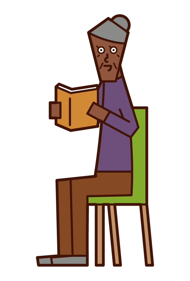 Illustration of a person (woman) who reads a book
