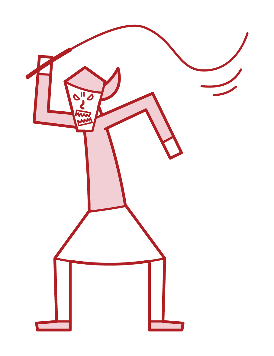 Illustration of a violent person (female)