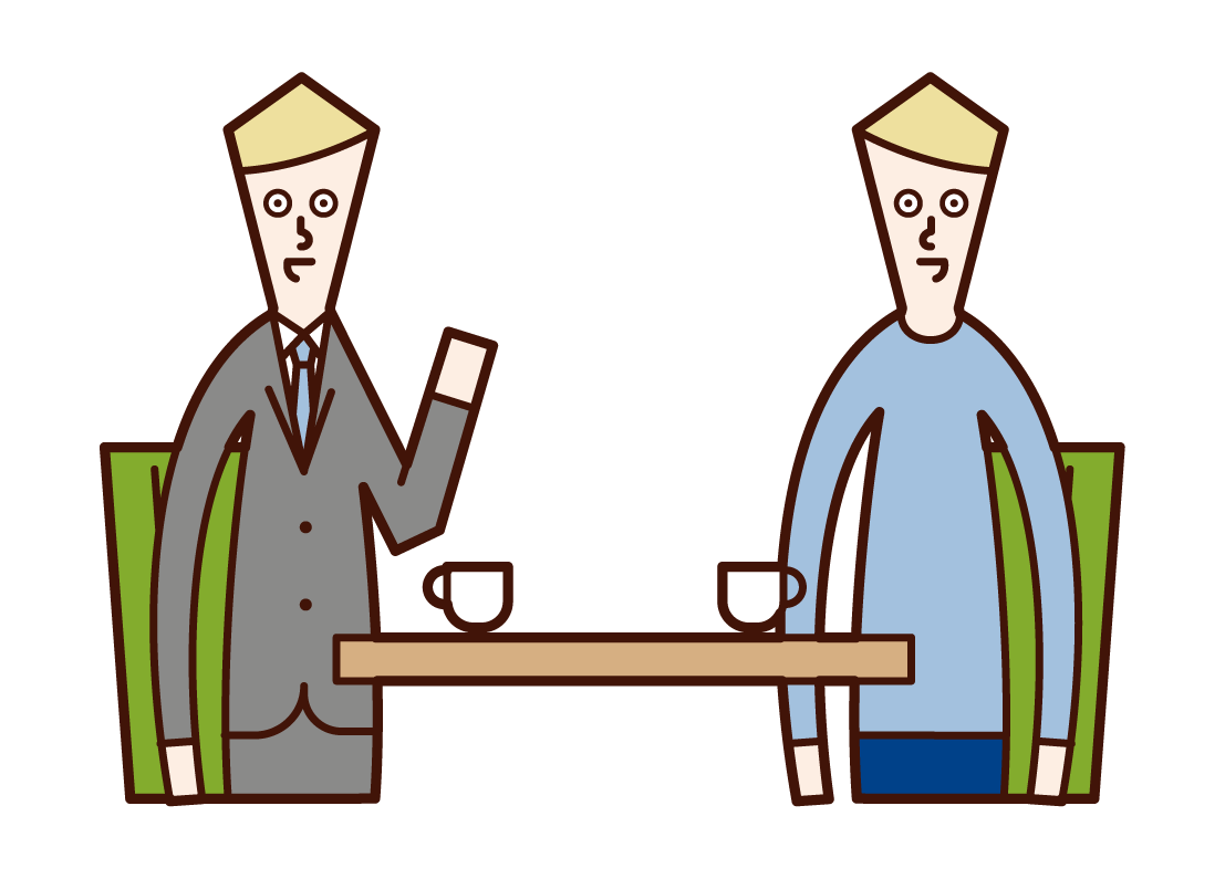 Illustration of meeting, meeting, counseling (male)
