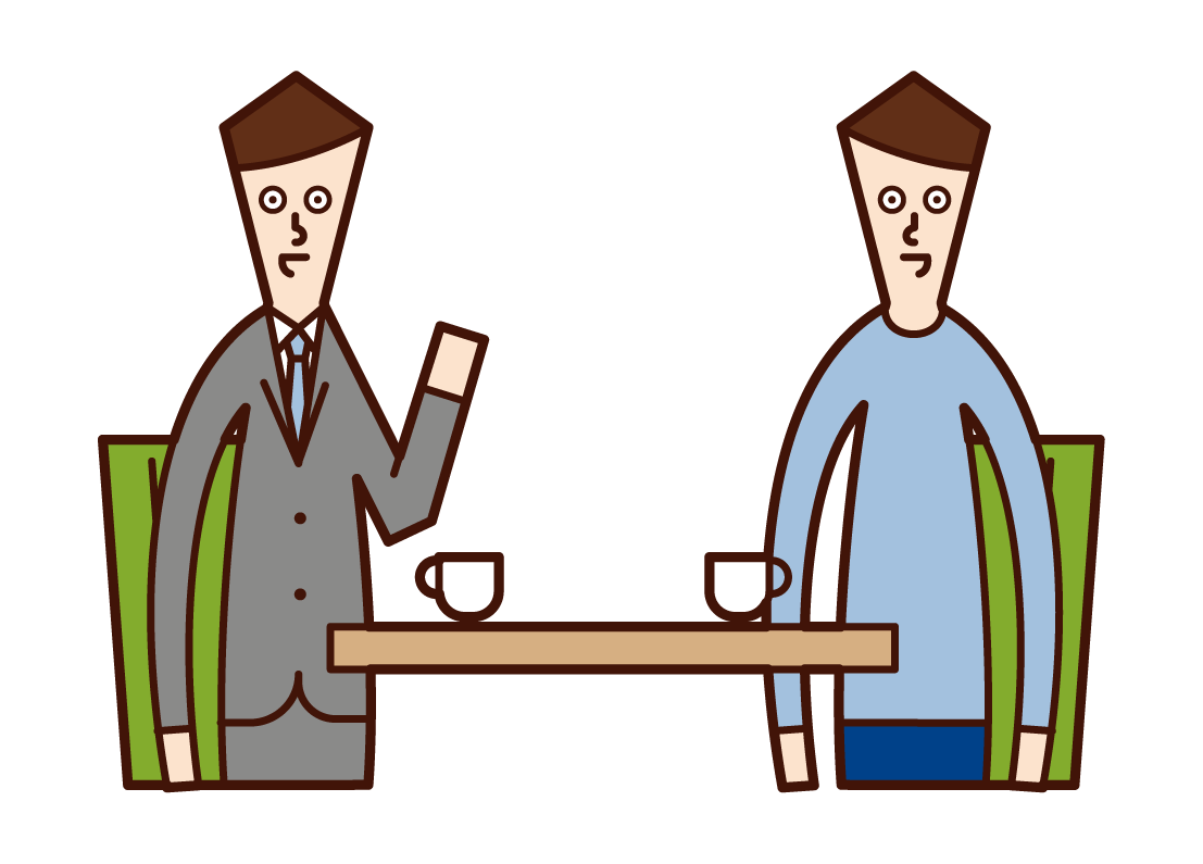 Illustration of meeting, meeting, counseling (male)
