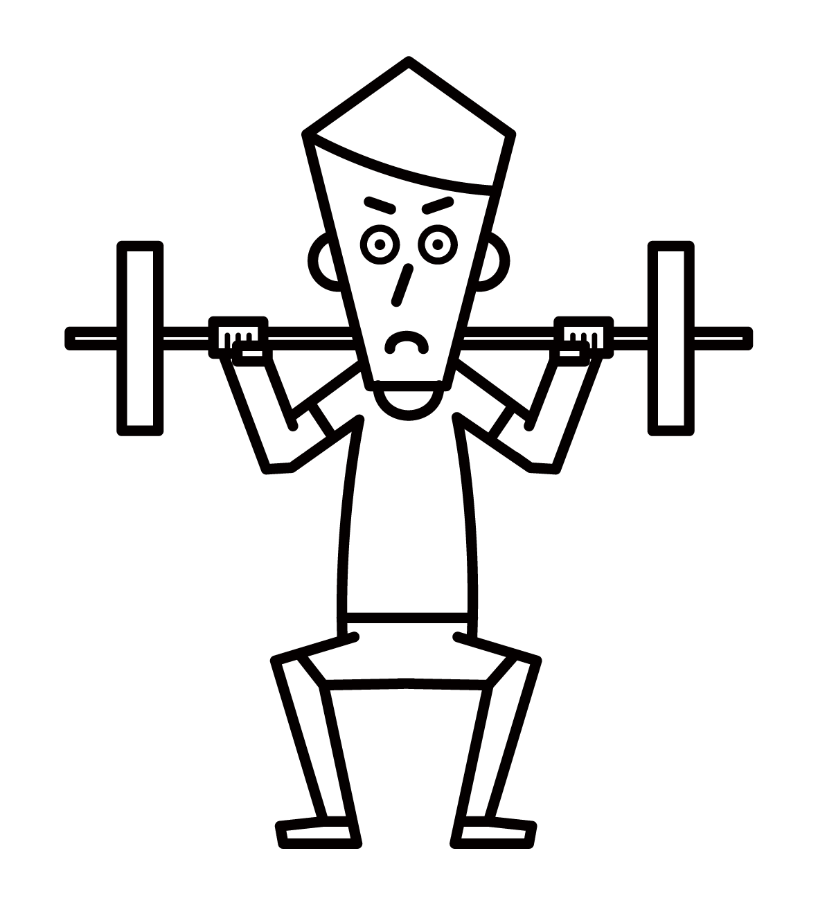 Illustration of a man (male) do a barbell squat