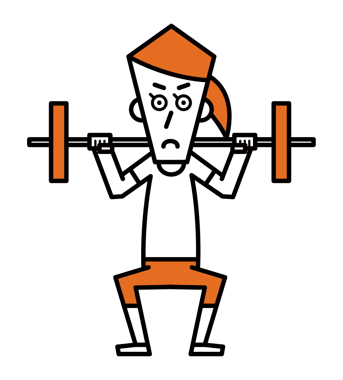 Illustration of a woman doing a barbell squat