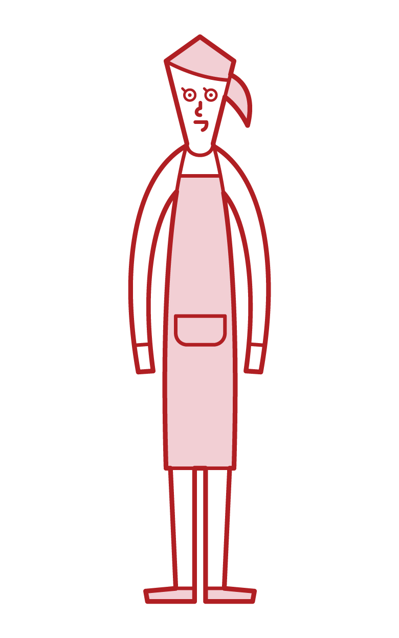 エプロンを着た人（女性）のイラスト