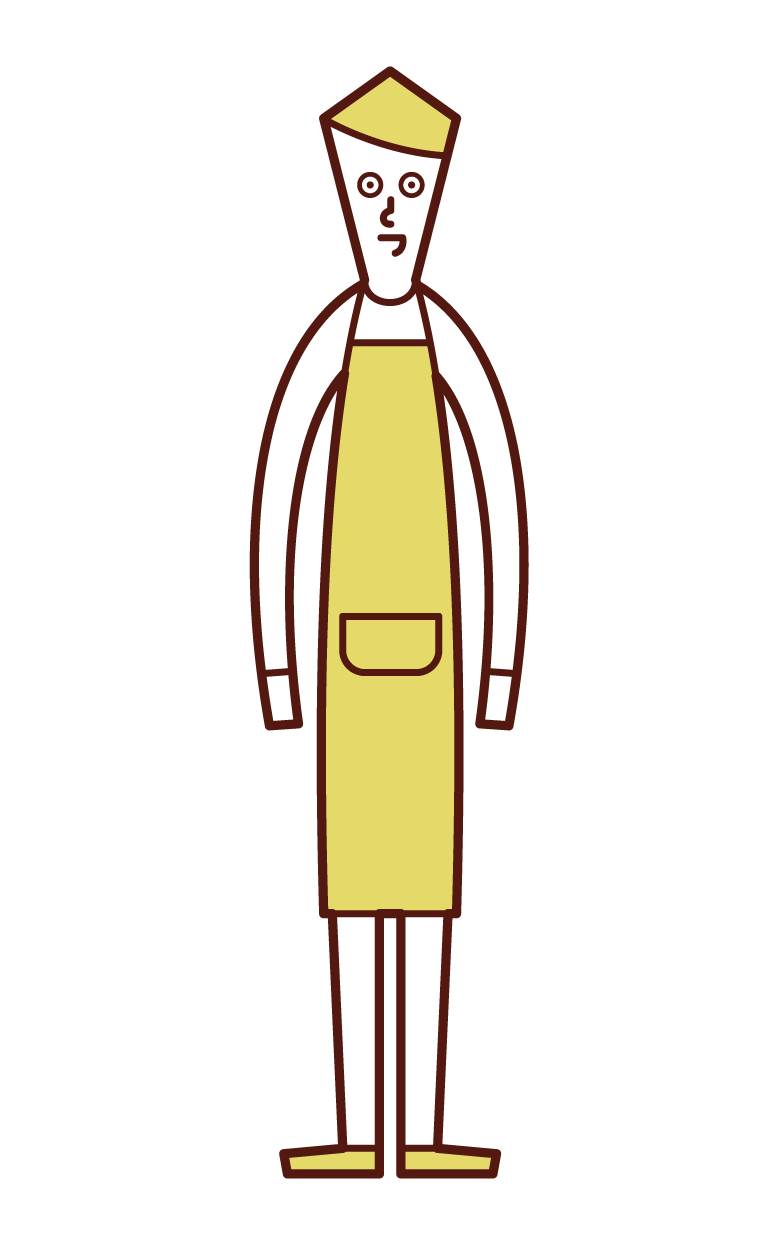 エプロンを着た人（男性）のイラスト