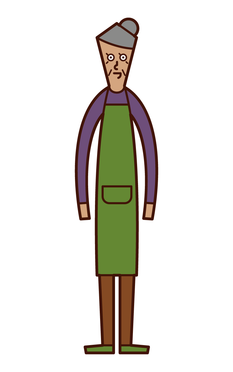 Illustration of an apron-wearing person (grandmother)