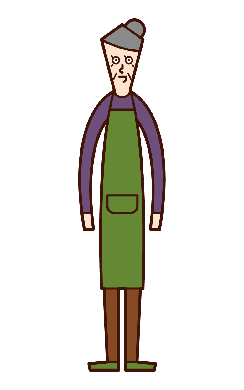 Illustration of an apron-wearing person (grandmother)