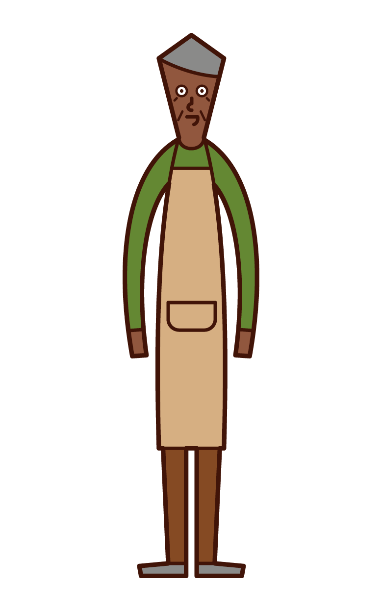 Illustration of a grandfather in an apron