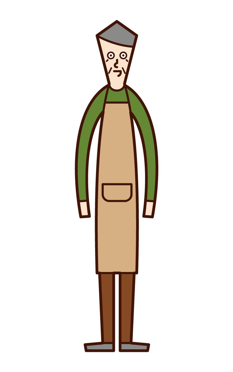 Illustration of a grandfather in an apron