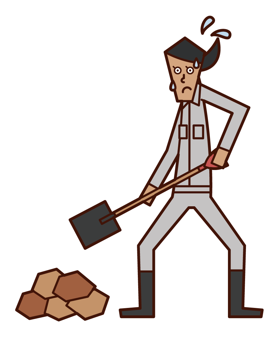 清除瓦礫的人（女性）的插圖