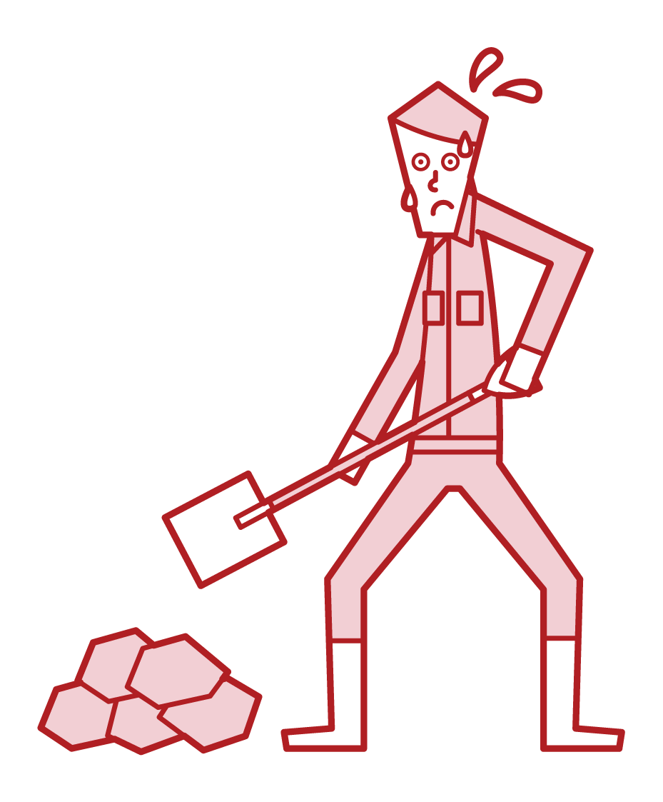 Illustration of a man removing rubble