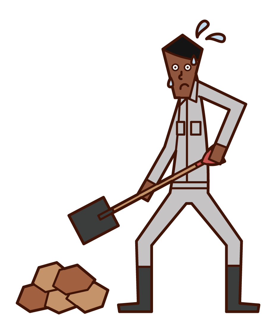 Illustration of a man removing rubble