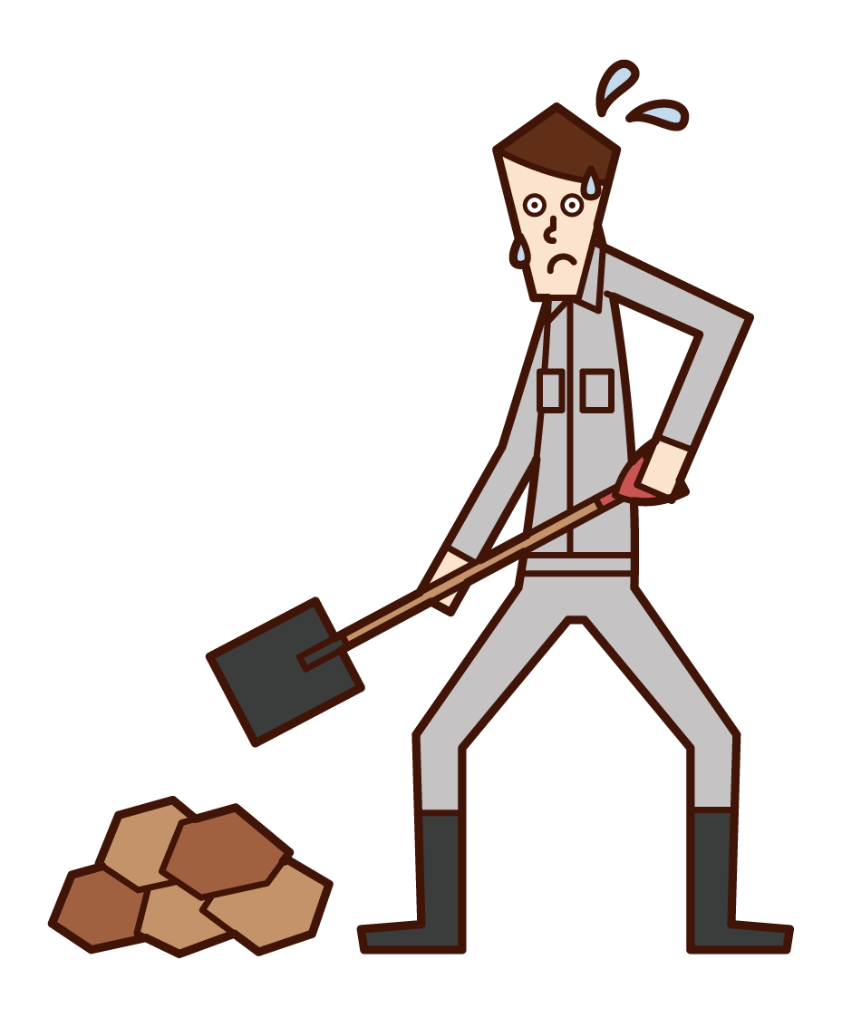 清除瓦礫的人（男性）的插圖