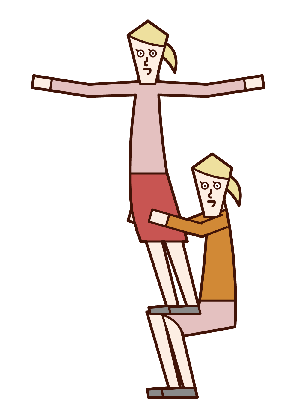 Illustration of women doing group gymnastics
