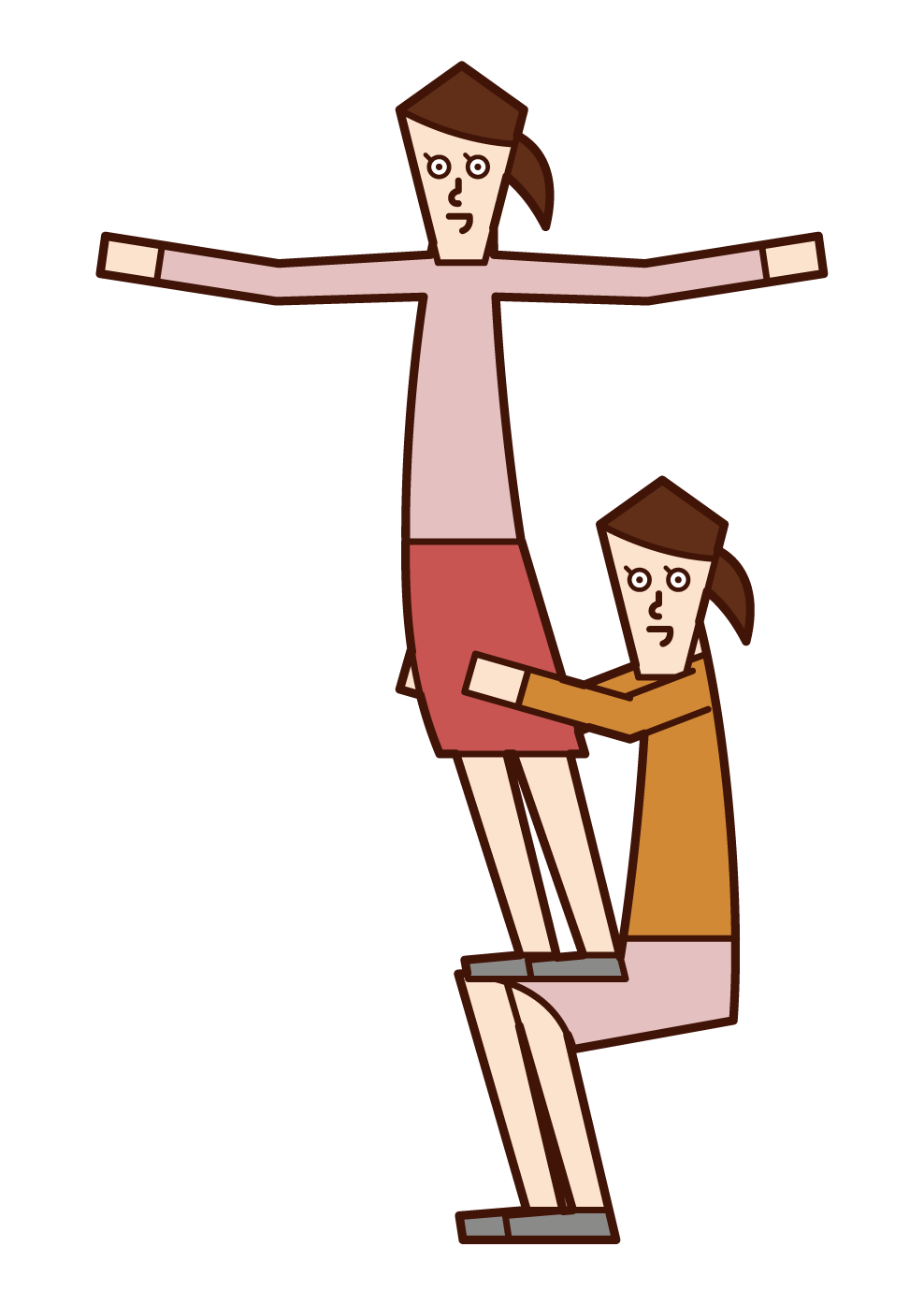 Illustration of women doing group gymnastics